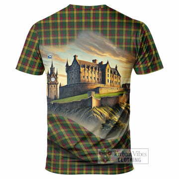 Tartan Vibes Clothing MacMillan (McMillan) Tartan Family Crest T-Shirt with Scottish Ancient Castle Stype