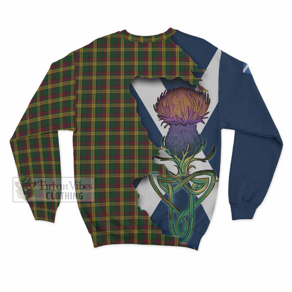 Tartan Vibes Clothing MacMillan (McMillan) Tartan Family Crest Sweatshirt Scottish Thistle Celtic Inspired