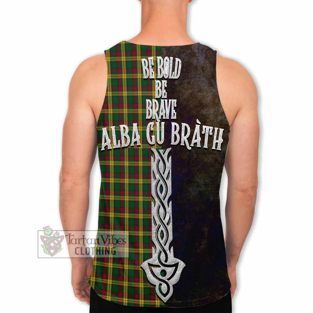 Tartan Vibes Clothing MacMillan (McMillan) Tartan Family Crest Men's Tank Top Alba Gu Brath Be Brave Lion Ancient Style