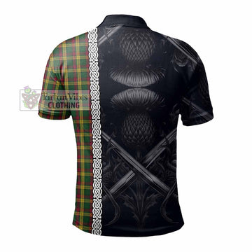 MacMillan (McMillan) Tartan Polo Shirt with Family Crest Cross Sword Thistle Celtic Vibes