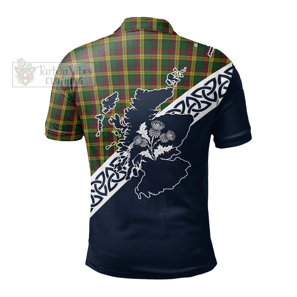 MacMillan (McMillan) Tartan Polo Shirt Featuring Thistle and Scotland Map