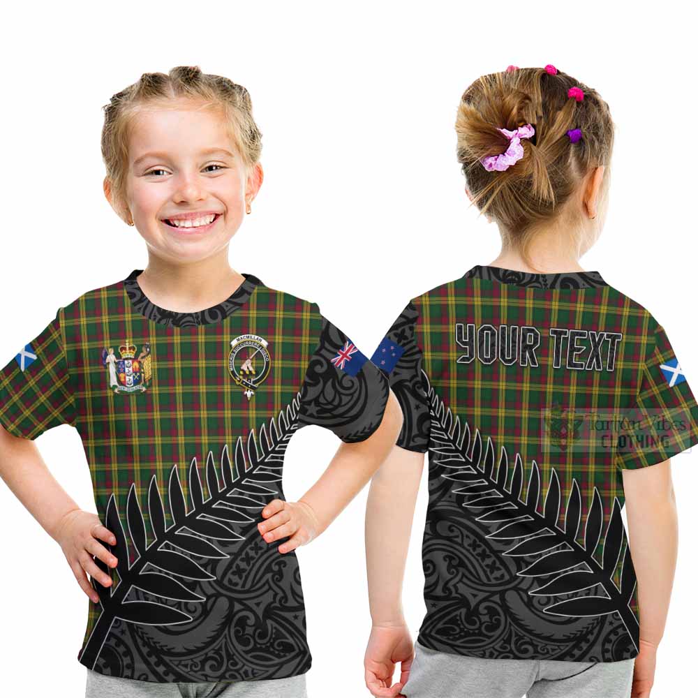 Tartan Vibes Clothing MacMillan (McMillan) Crest Tartan Kid T-Shirt with New Zealand Silver Fern Half Style