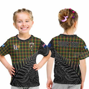 Tartan Vibes Clothing MacMillan (McMillan) Crest Tartan Kid T-Shirt with New Zealand Silver Fern Half Style