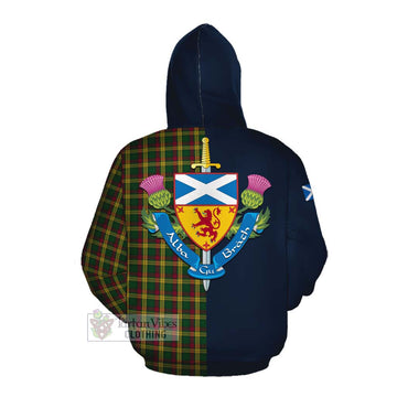 Tartan Vibes Clothing MacMillan (McMillan) Tartan Cotton Hoodie Alba with Scottish Lion Royal Arm Half Style