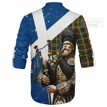 Tartan Vibes Clothing MacMillan (McMillan) Tartan Ghillie Kilt Shirt with Family Crest Scottish Bagpiper Vibes