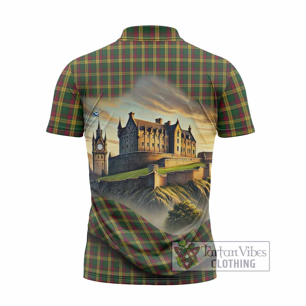 Tartan Vibes Clothing MacMillan (McMillan) Tartan Family Crest Zipper Polo Shirt with Scottish Ancient Castle Stype