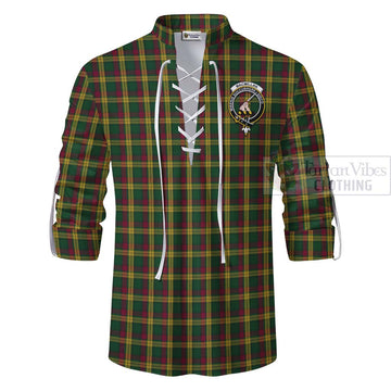 Tartan Vibes Clothing MacMillan (McMillan) Tartan Ghillie Kilt Shirt with Family Crest Celtic Skull Style