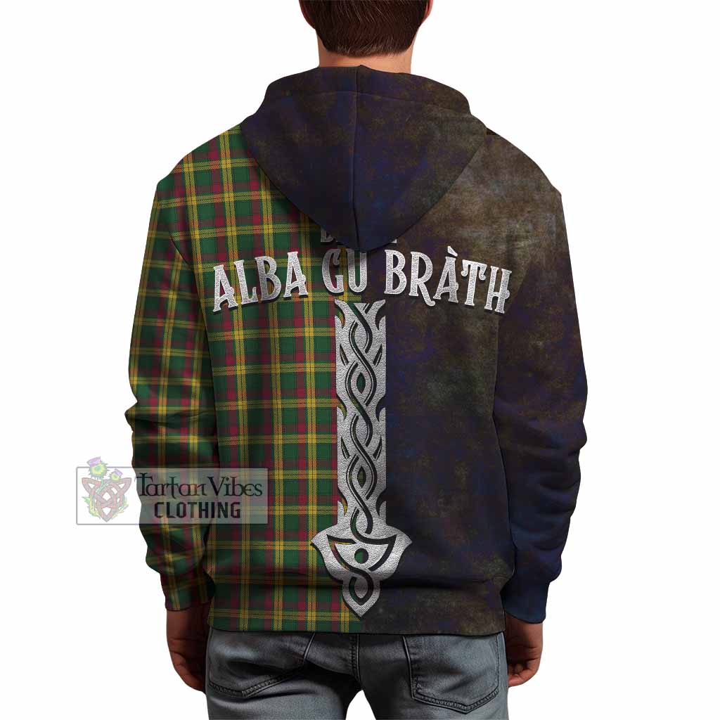 Tartan Vibes Clothing MacMillan (McMillan) Tartan Family Crest Hoodie Alba Gu Brath Be Brave Lion Ancient Style