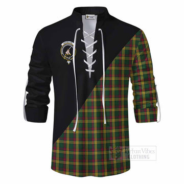 Tartan Vibes Clothing MacMillan (McMillan) Tartan Ghillie Kilt Shirt with Family Crest and Military Logo Style