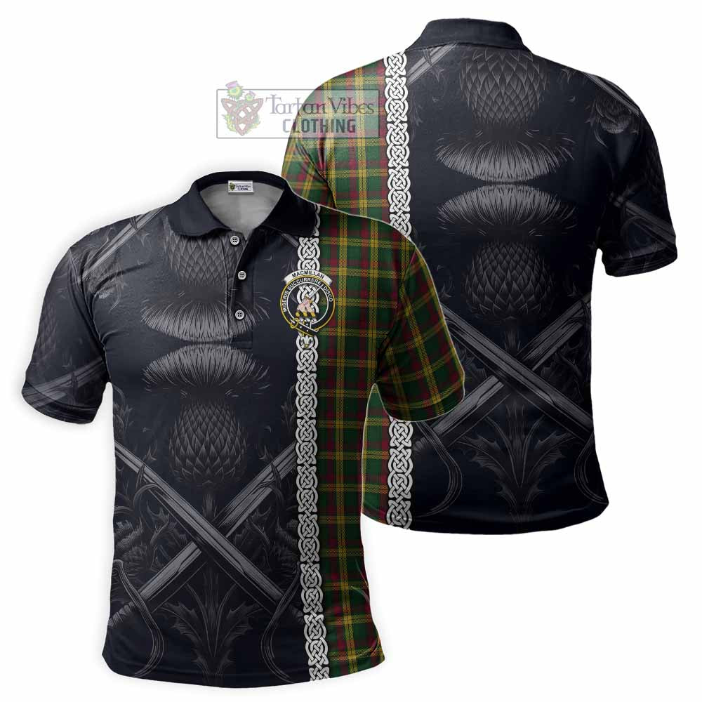 Tartan Vibes Clothing MacMillan (McMillan) Tartan Polo Shirt with Family Crest Cross Sword Thistle Celtic Vibes