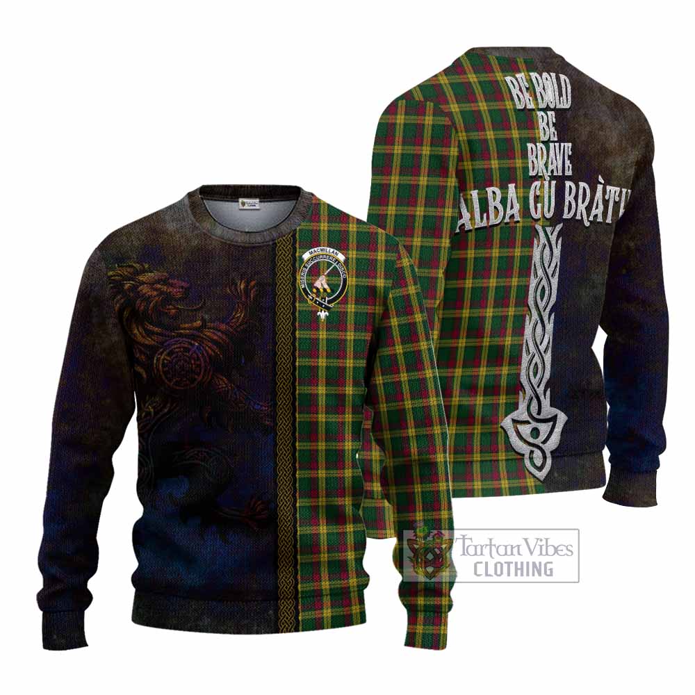 Tartan Vibes Clothing MacMillan (McMillan) Tartan Family Crest Knitted Sweater Alba Gu Brath Be Brave Lion Ancient Style