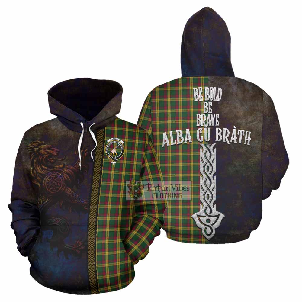 Tartan Vibes Clothing MacMillan (McMillan) Tartan Family Crest Hoodie Alba Gu Brath Be Brave Lion Ancient Style