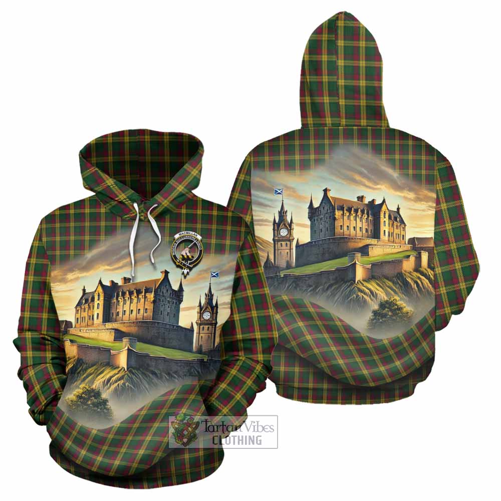 Tartan Vibes Clothing MacMillan (McMillan) Tartan Family Crest Hoodie with Scottish Ancient Castle Style