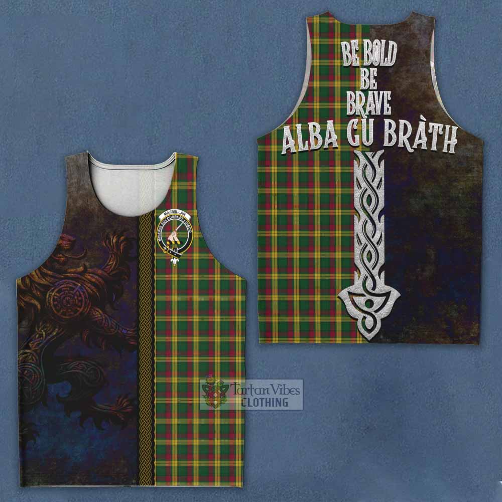 Tartan Vibes Clothing MacMillan (McMillan) Tartan Family Crest Men's Tank Top Alba Gu Brath Be Brave Lion Ancient Style