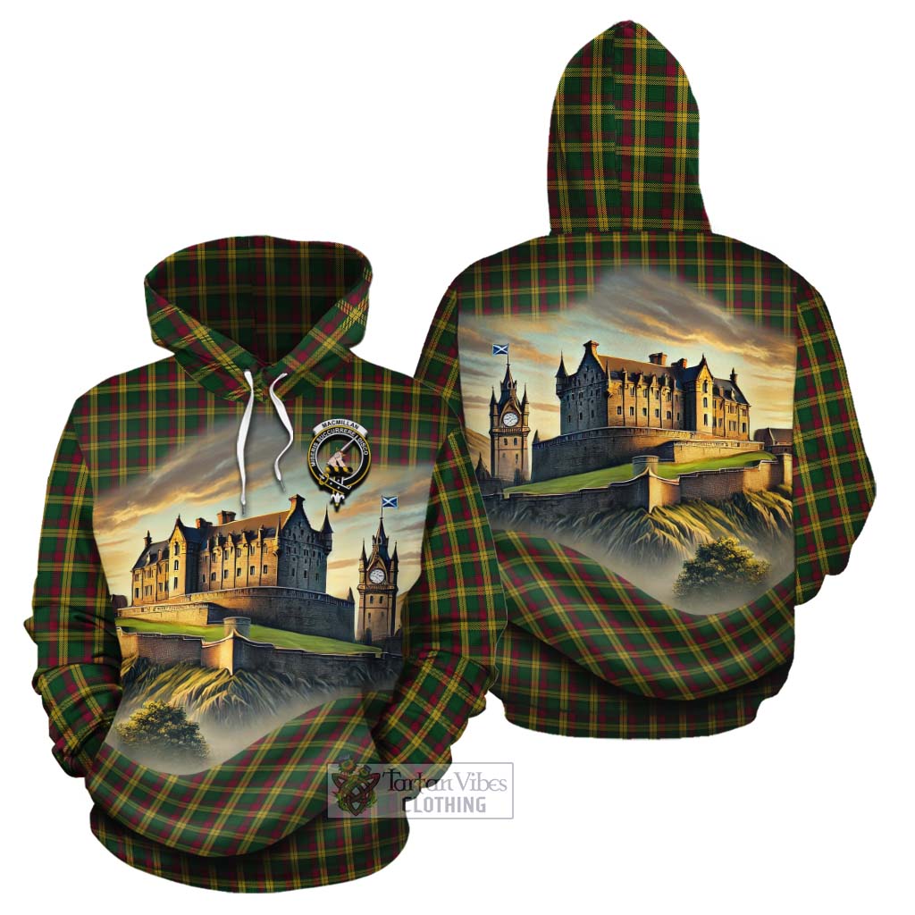 Tartan Vibes Clothing MacMillan (McMillan) Tartan Family Crest Cotton Hoodie with Scottish Ancient Castle Style