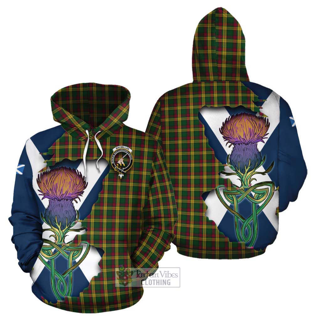 Tartan Vibes Clothing MacMillan (McMillan) Tartan Family Crest Cotton Hoodie Scottish Thistle Celtic Inspired