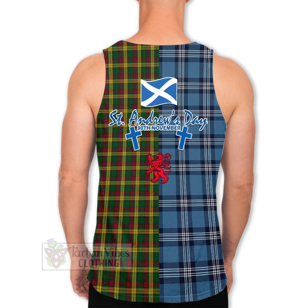 Tartan Vibes Clothing MacMillan (McMillan) Tartan Men's Tank Top Happy St. Andrew's Day Half Tartan Style