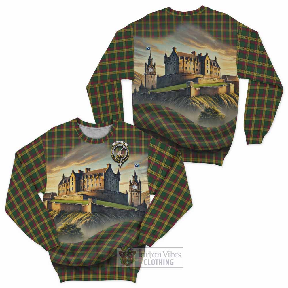 Tartan Vibes Clothing MacMillan (McMillan) Tartan Family Crest Sweatshirt with Scottish Ancient Castle Style
