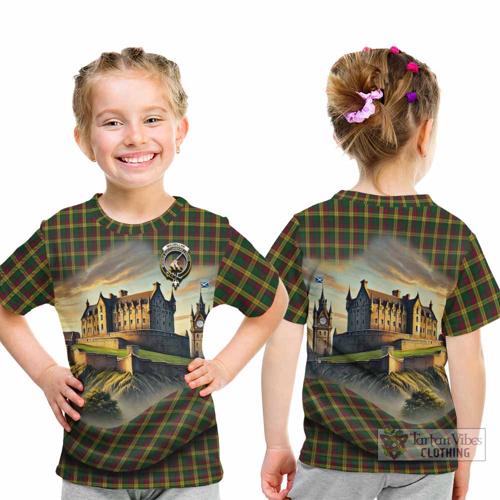 Tartan Vibes Clothing MacMillan (McMillan) Tartan Family Crest Kid T-Shirt with Scottish Ancient Castle Style