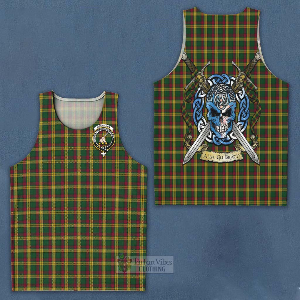 Tartan Vibes Clothing MacMillan (McMillan) Tartan Men's Tank Top with Family Crest Celtic Skull Style