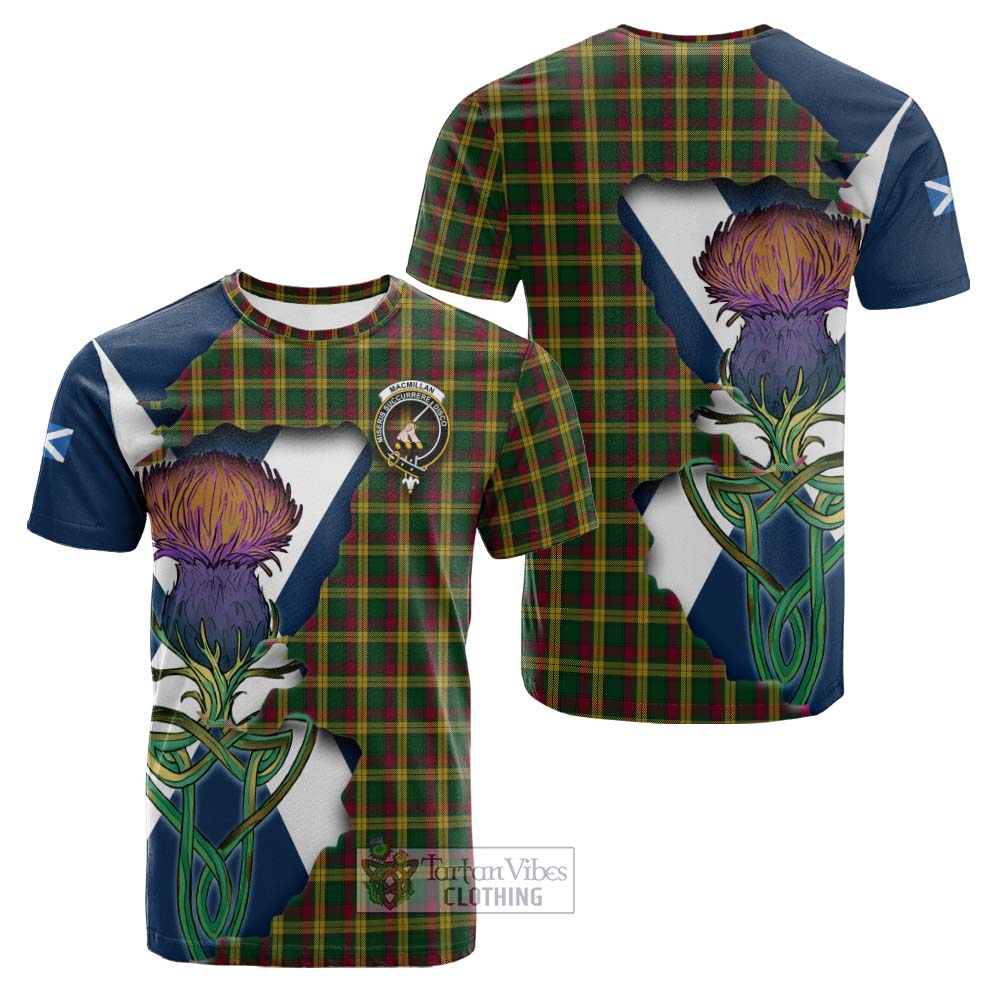 Tartan Vibes Clothing MacMillan (McMillan) Tartan Family Crest Cotton T-shirt Scottish Thistle Celtic Inspired