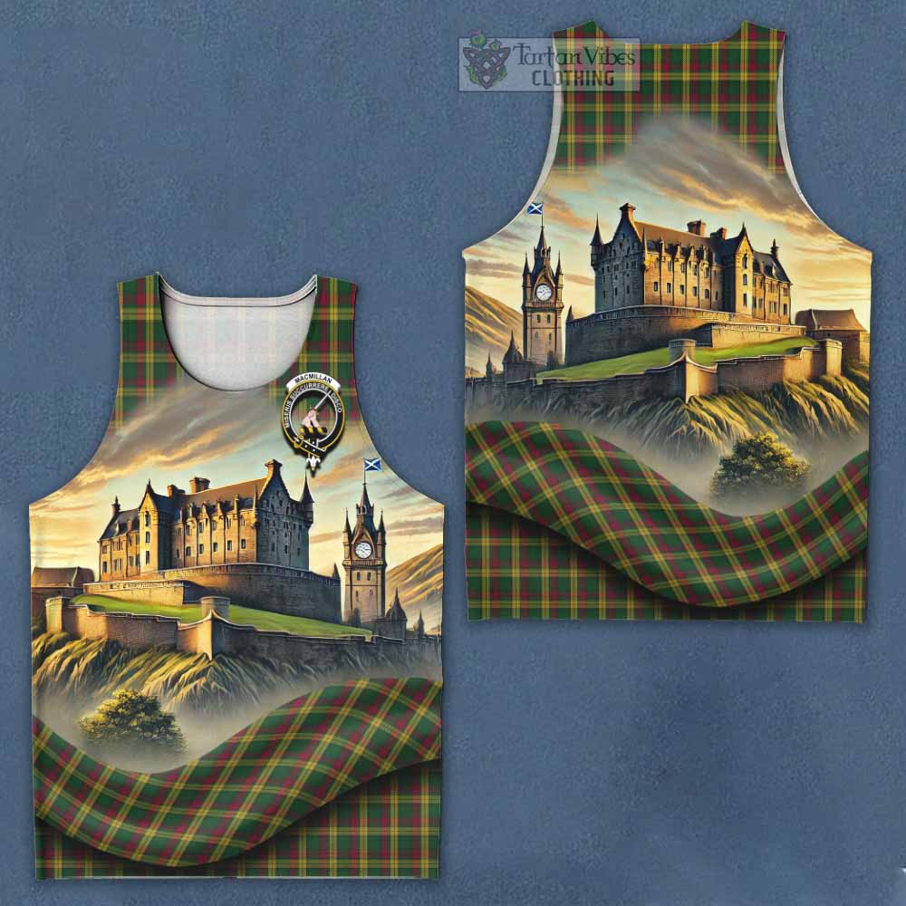Tartan Vibes Clothing MacMillan (McMillan) Tartan Family Crest Men's Tank Top with Scottish Ancient Castle Style