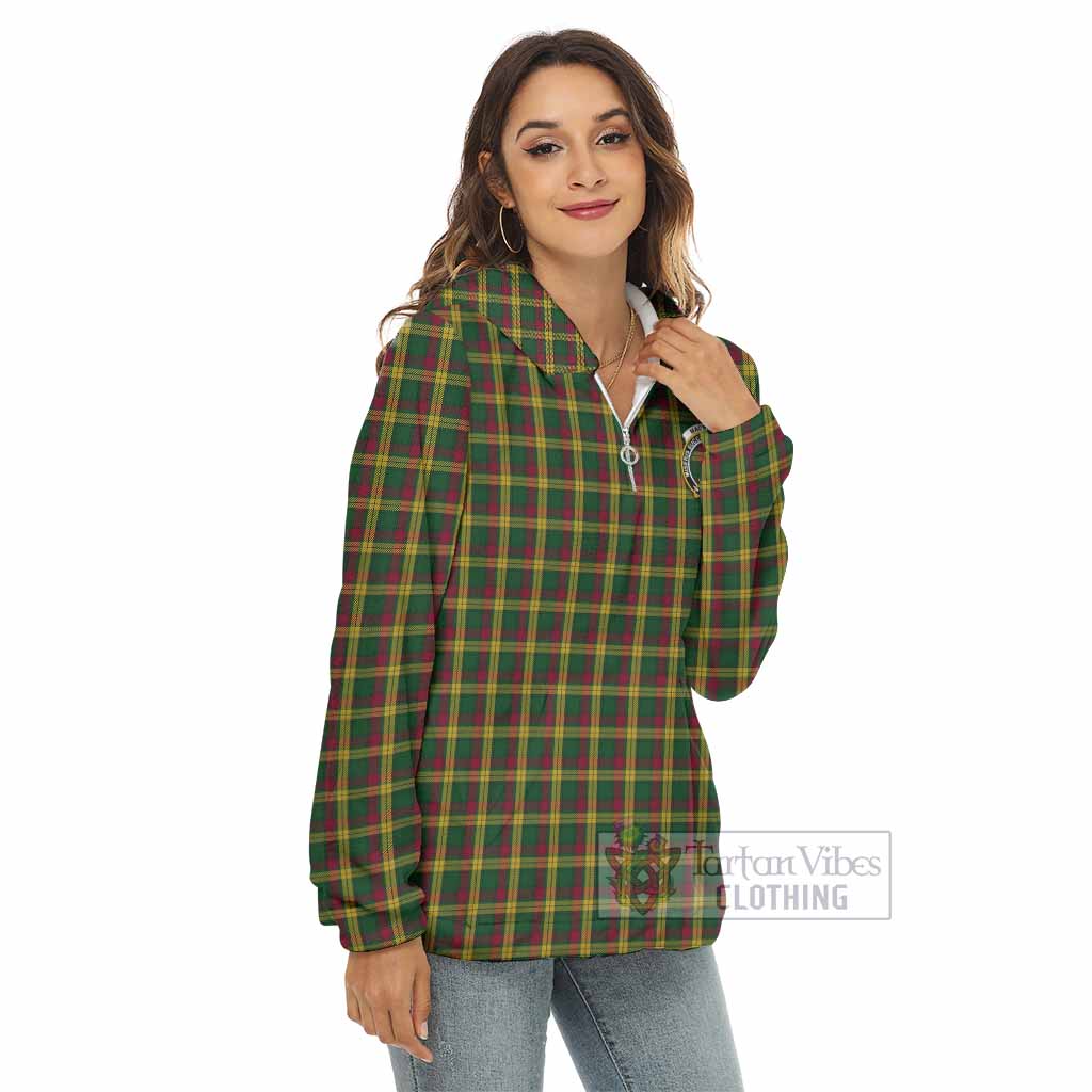 Tartan Vibes Clothing MacMillan (McMillan) Tartan Crest Women's Borg  Half Zip Fleece Hoodie