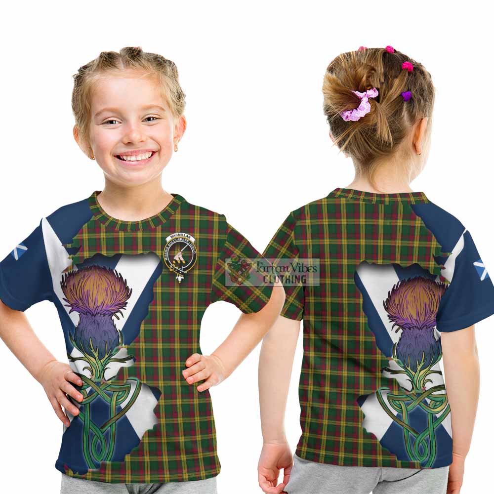 Tartan Vibes Clothing MacMillan (McMillan) Tartan Family Crest Kid T-Shirt Scottish Thistle Celtic Inspired