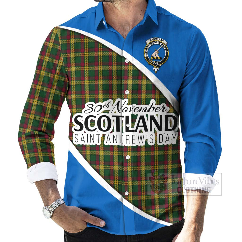 Tartan Vibes Clothing MacMillan (McMillan) Family Crest Tartan Long Sleeve Button Shirt Celebrate Saint Andrew's Day in Style