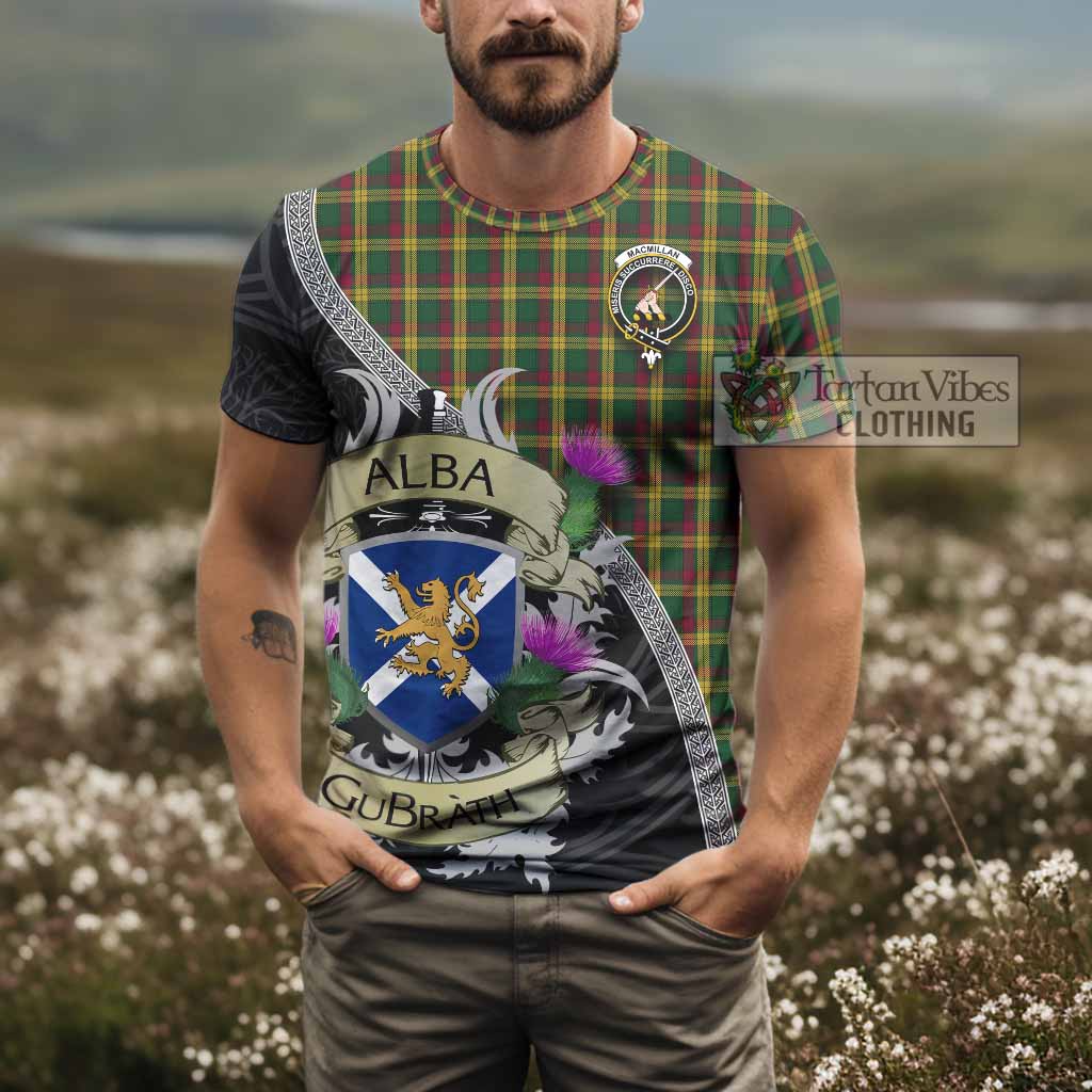 Tartan Vibes Clothing MacMillan (McMillan) Tartan Family Crest T-Shirt Lion Rampant Royal Thistle Shield Celtic Inspired