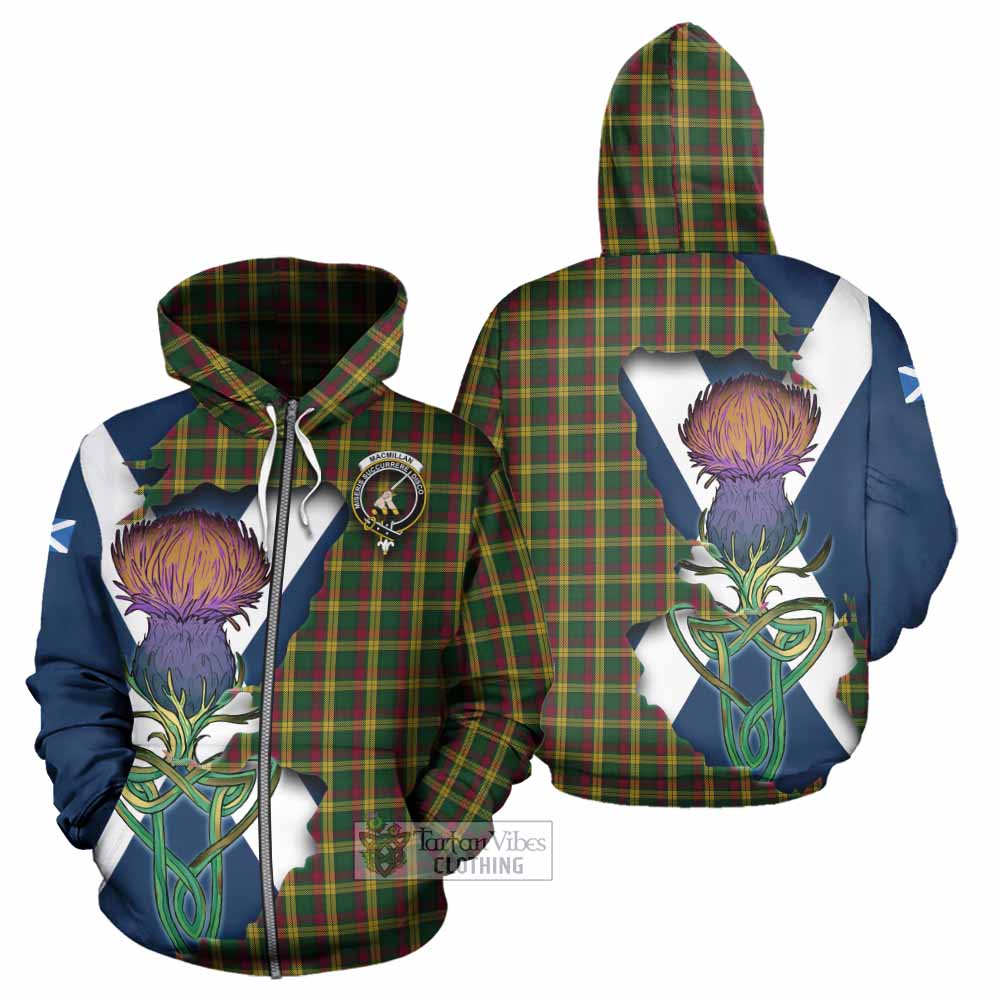 Tartan Vibes Clothing MacMillan (McMillan) Tartan Family Crest Hoodie Scottish Thistle Celtic Inspired