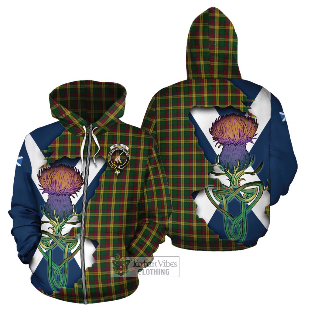 Tartan Vibes Clothing MacMillan (McMillan) Tartan Family Crest Cotton Hoodie Scottish Thistle Celtic Inspired