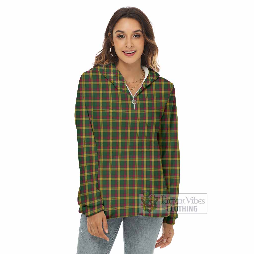 Tartan Vibes Clothing MacMillan (McMillan) Tartan Women's Borg  Half Zip Fleece Hoodie