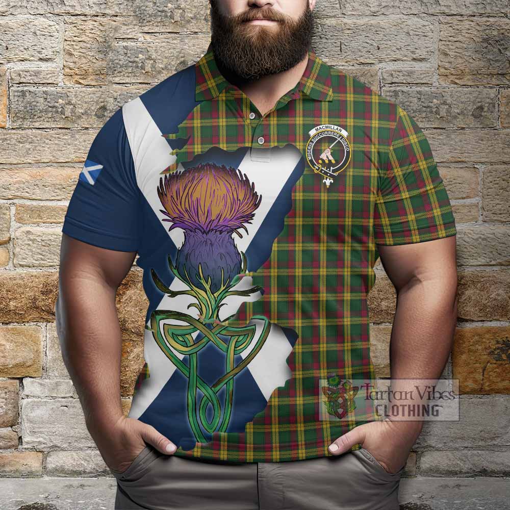 Tartan Vibes Clothing MacMillan (McMillan) Tartan Family Crest Polo Shirt Scottish Thistle Celtic Inspired