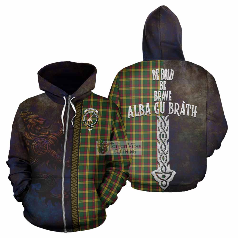 Tartan Vibes Clothing MacMillan (McMillan) Tartan Family Crest Hoodie Alba Gu Brath Be Brave Lion Ancient Style