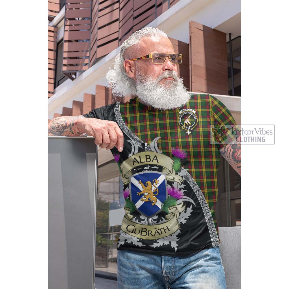 Tartan Vibes Clothing MacMillan (McMillan) Tartan Family Crest Cotton T-shirt Lion Rampant Royal Thistle Shield Celtic Inspired