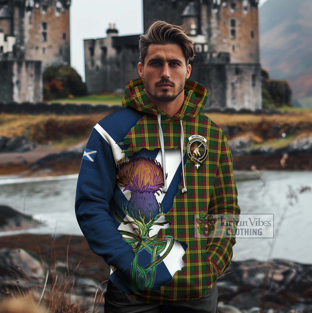 Tartan Vibes Clothing MacMillan (McMillan) Tartan Family Crest Cotton Hoodie Scottish Thistle Celtic Inspired