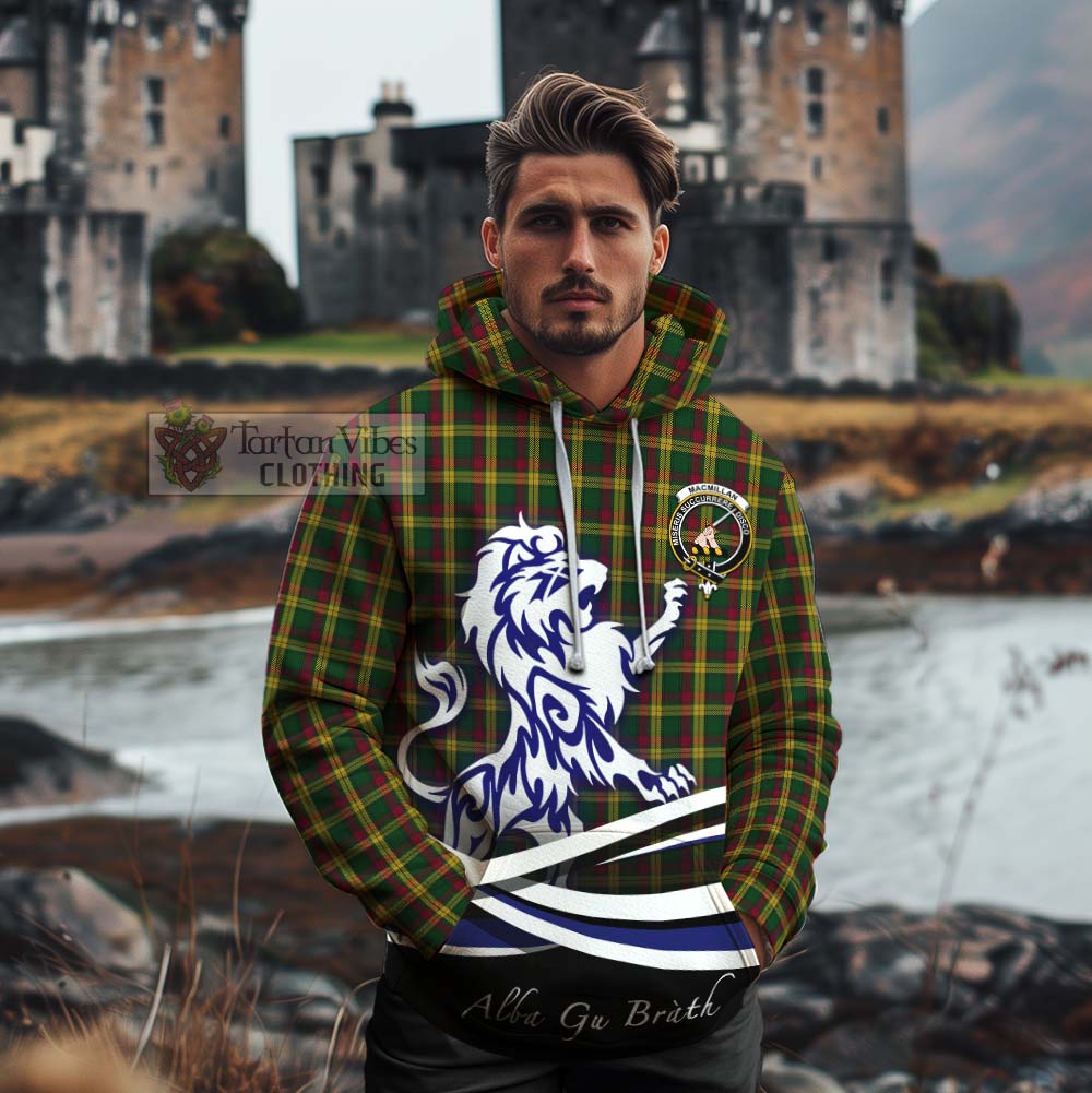 Tartan Vibes Clothing MacMillan (McMillan) Tartan Cotton Hoodie with Alba Gu Brath Regal Lion Emblem