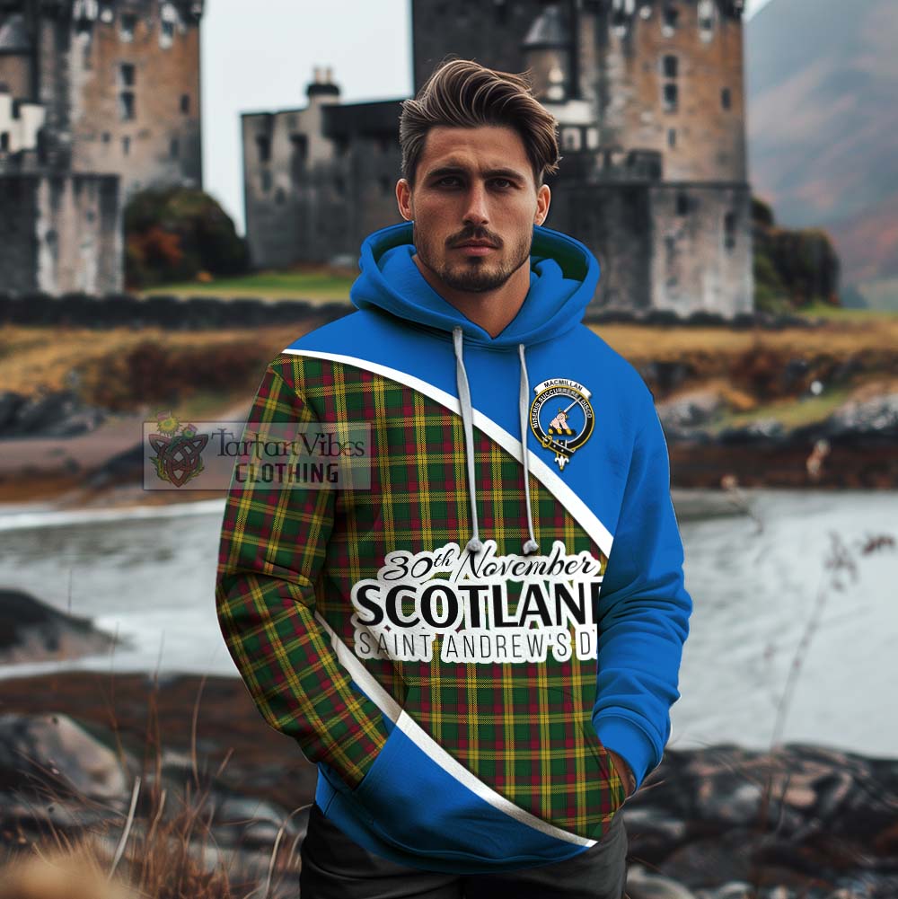 Tartan Vibes Clothing MacMillan (McMillan) Family Crest Tartan Cotton Hoodie Celebrate Saint Andrew's Day in Style