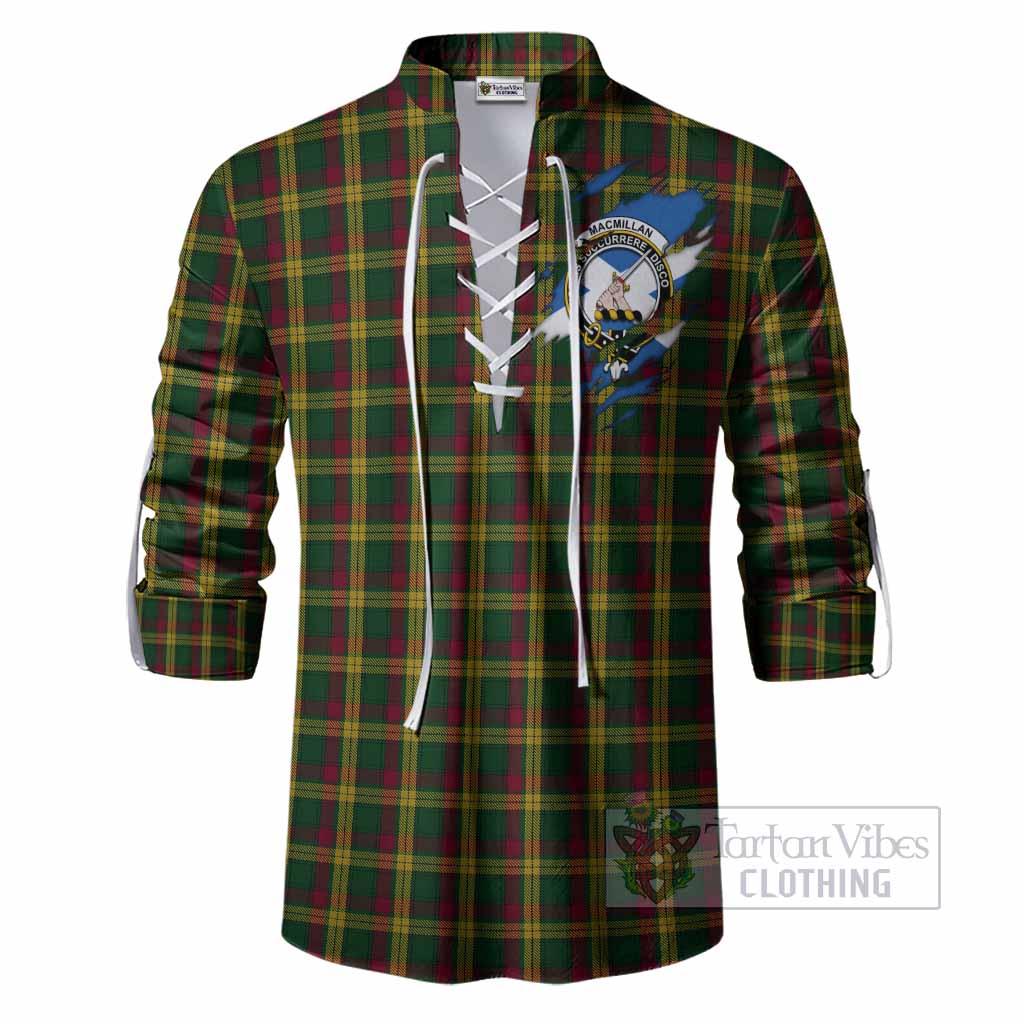 MacMillan (McMillan) Clan Crest In Me Tartan Ghillie Shirt Scotland Flag Style