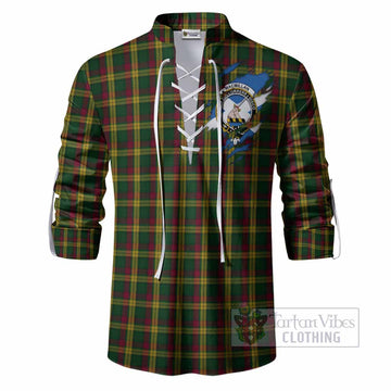 MacMillan (McMillan) Clan Crest In Me Tartan Ghillie Shirt Scotland Flag Style