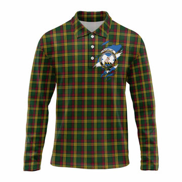 MacMillan (McMillan) Clan Crest In Me Tartan Long Sleeve Polo Shirt Scotland Flag Style