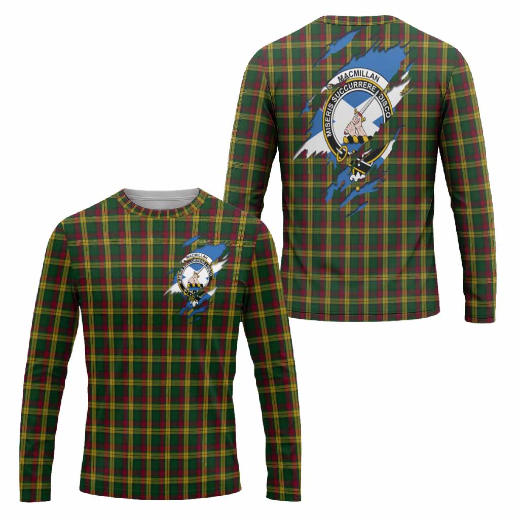 MacMillan (McMillan) Clan Crest In Me Tartan Long Sleeve T-Shirt Scotland Flag Style
