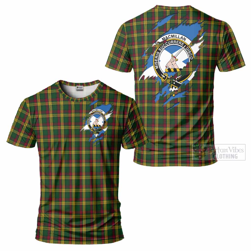 MacMillan (McMillan) Clan Crest In Me Tartan T-Shirt Scotland Flag Style
