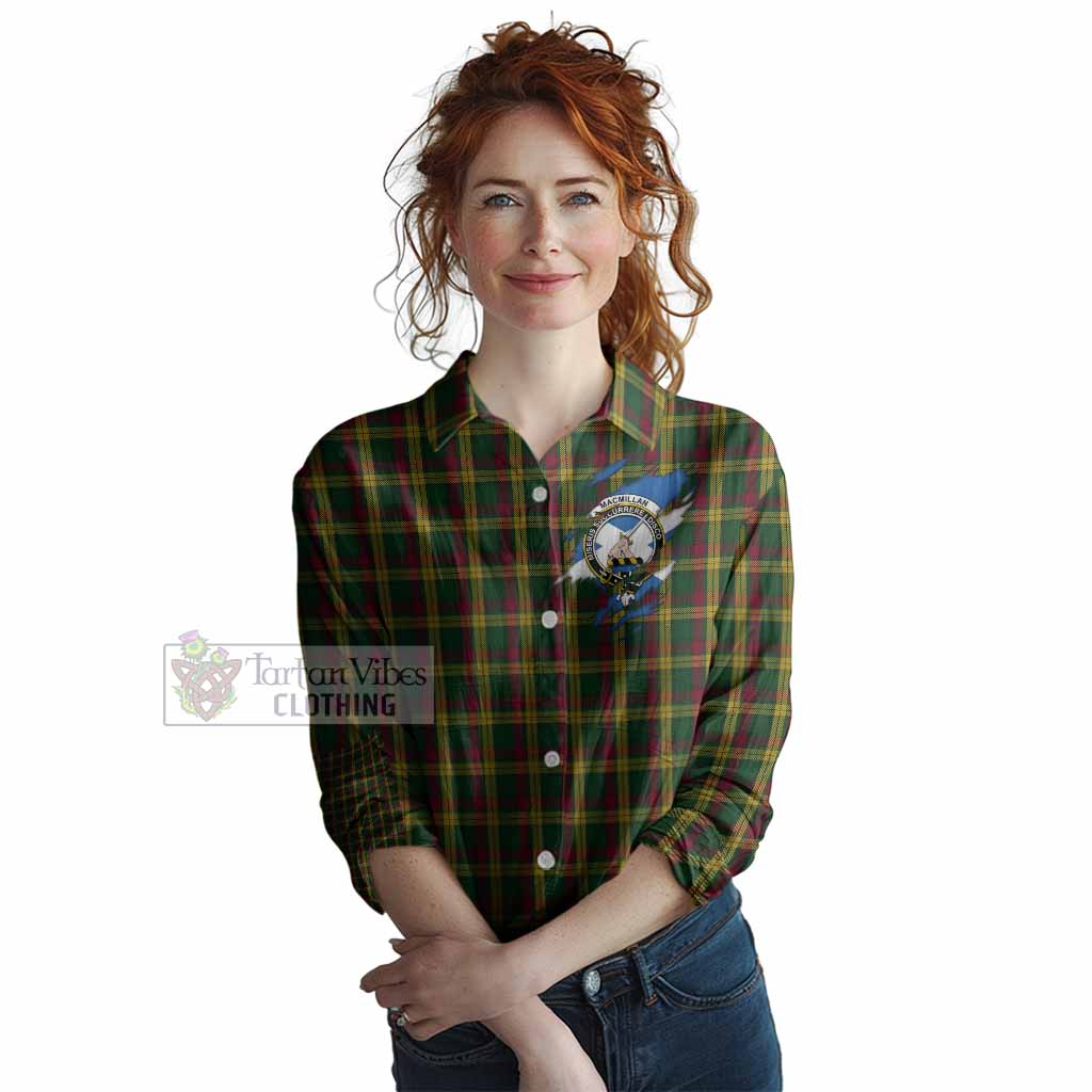 MacMillan (McMillan) Clan Crest In Me Tartan Women Casual Shirt Scotland Flag Style