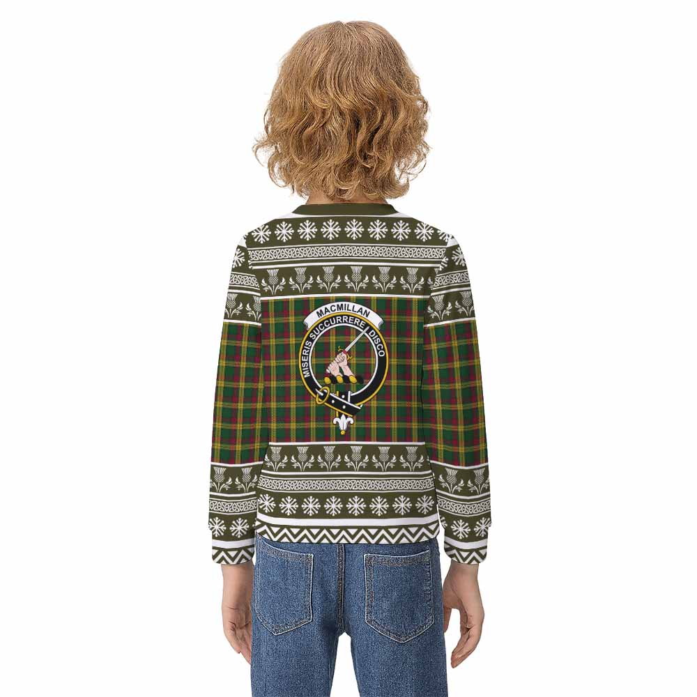 MacMillan (McMillan) Clan Tartan Christmas Kid Ugly Sweatshirt with Family Crest - Tartan Vibes Clothing