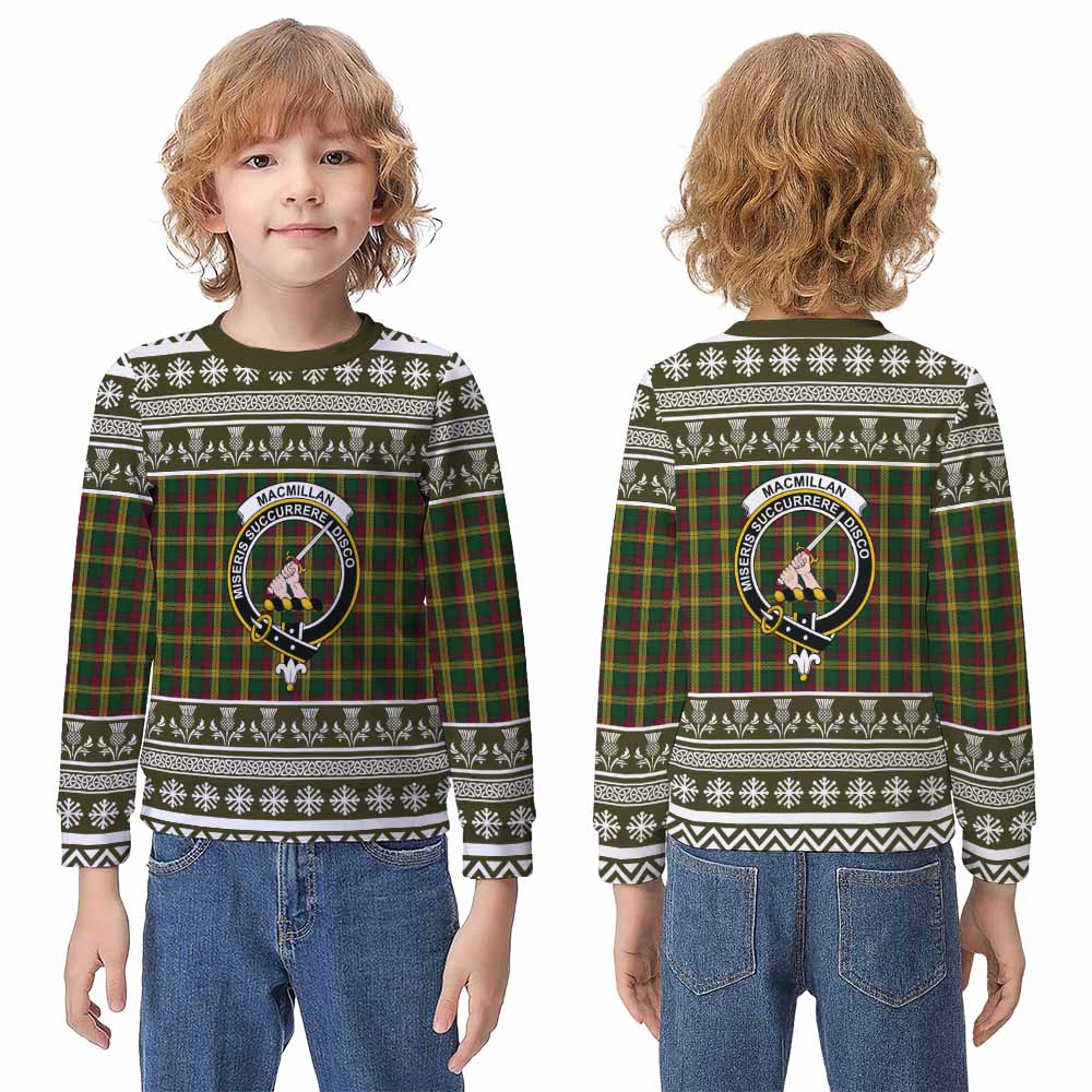 MacMillan (McMillan) Clan Tartan Christmas Kid Ugly Sweatshirt with Family Crest - Tartan Vibes Clothing