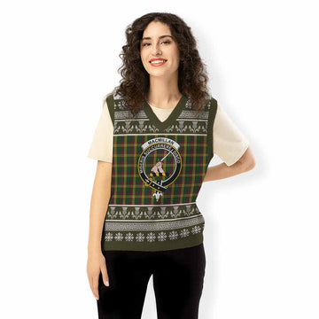 MacMillan (McMillan) Clan Tartan Christmas Knitted V-Neck Vest with Family Crest