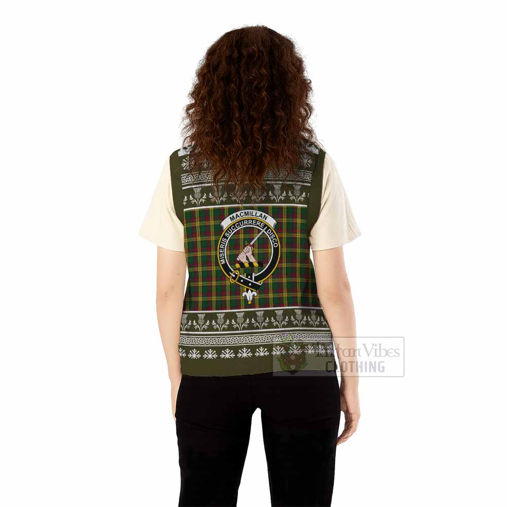 MacMillan (McMillan) Clan Tartan Christmas Knitted V-Neck Vest with Family Crest - Tartan Vibes Clothing