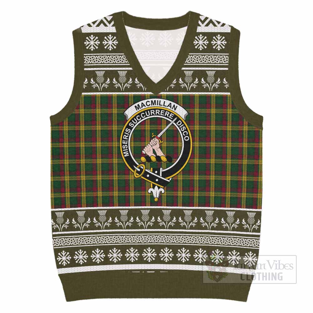 MacMillan (McMillan) Clan Tartan Christmas Knitted V-Neck Vest with Family Crest - Tartan Vibes Clothing